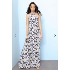 Ark & Co Navy and Cream Snake-Print Maxi Dress
